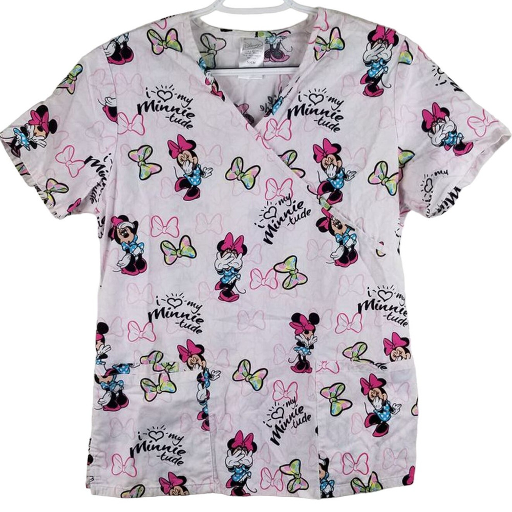 Disney Minnie Mouse Medical Office Nurse Doctor Scrub Top Women's S